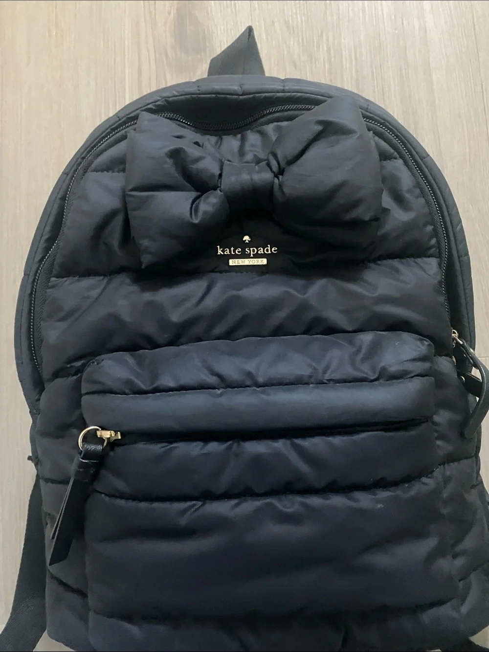 kate spade Black Quilted Mini Backpack with Top Bow Accent